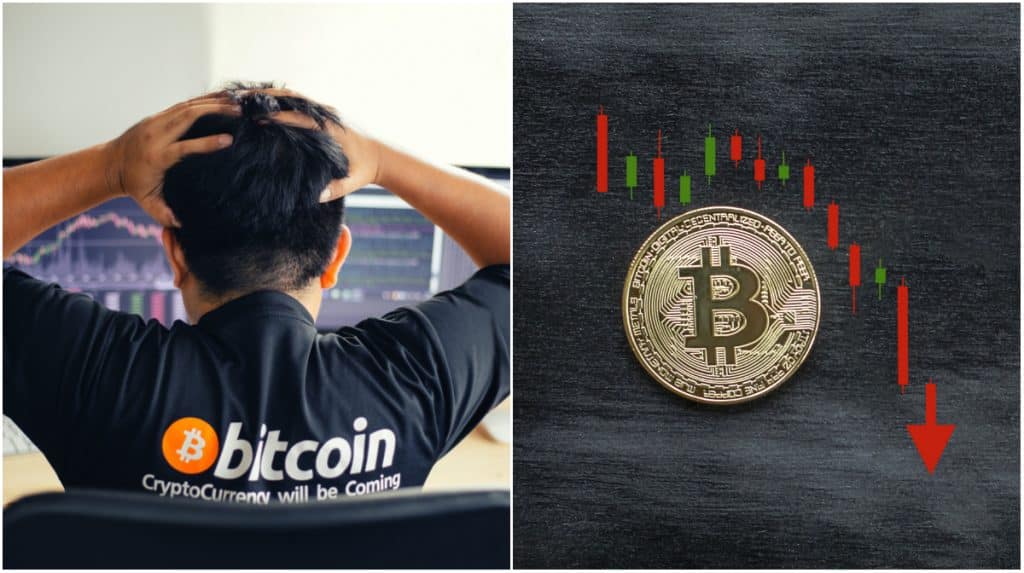 Bitcoin price falls almost 500 dollars in the course of an hour.