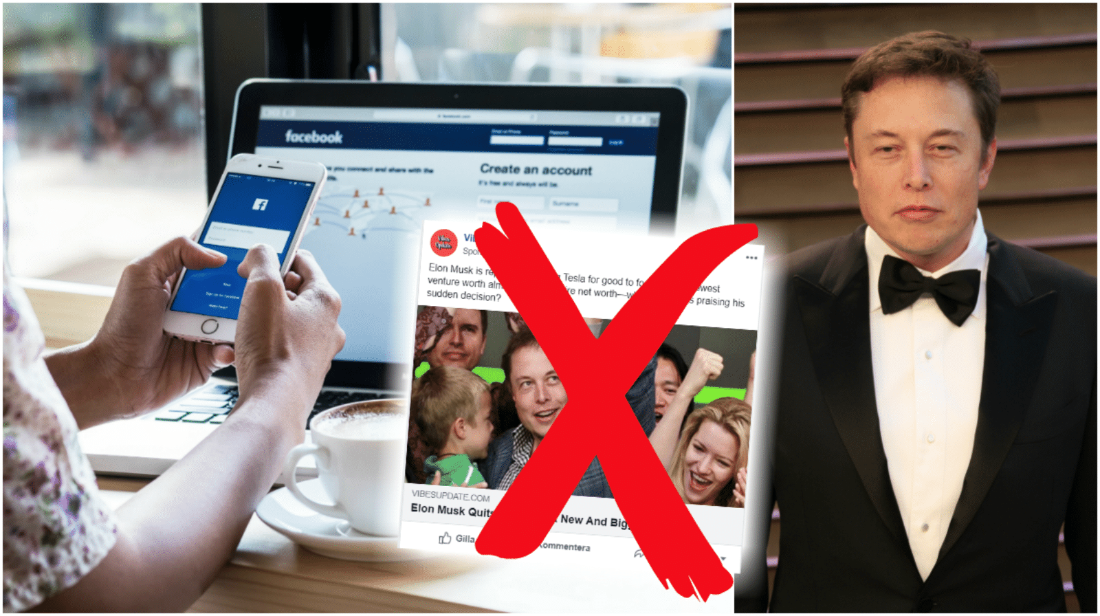 Facebook tjänar pengar på bitcoinbluff om Elon Musk – Tesla: "Ryktet om Elon är falskt".