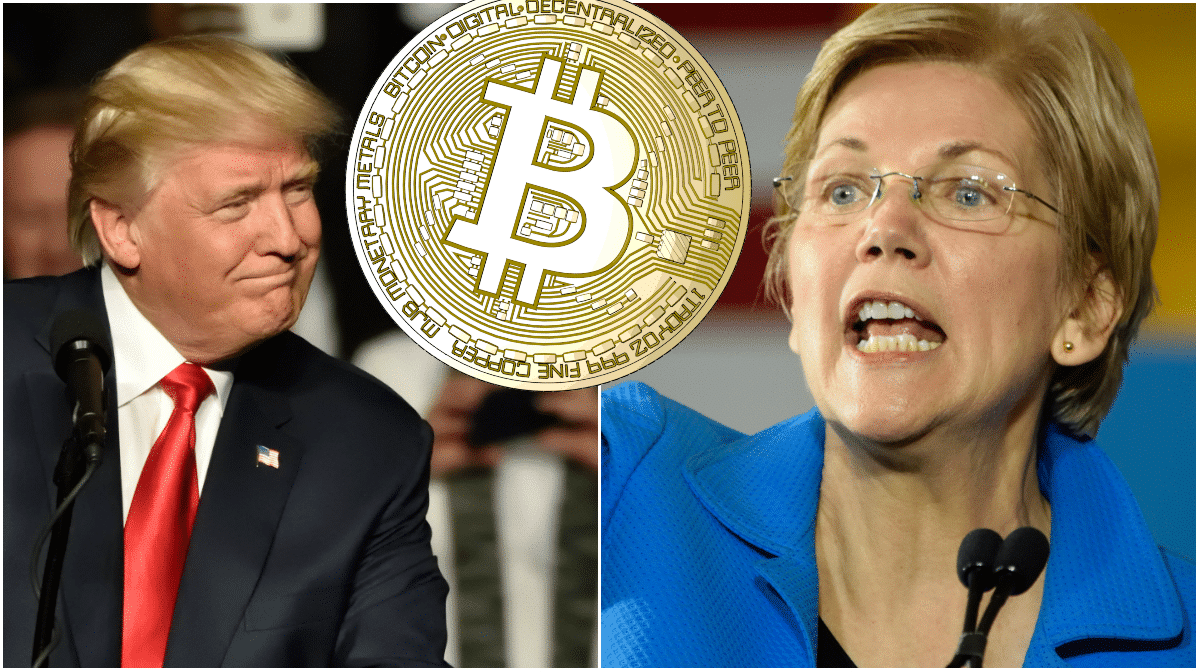 Kryptokritikern Elizabeth Warren utmanar Donald Trump inför USA-valet 2020.