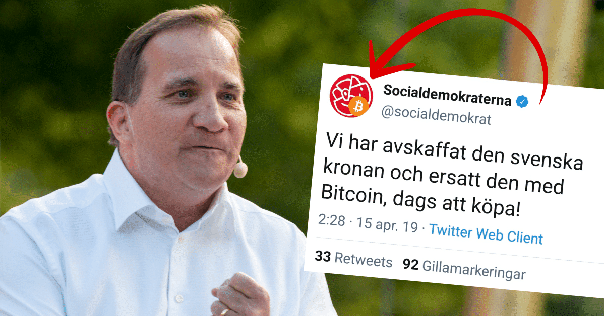 Socialdemokraternas Twitterkonto hackat – bytte namn till "Bitcoindemokraterna".