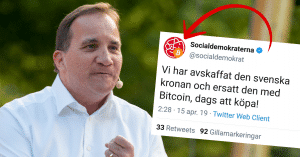 Swedish government party got their Twitter account hacked – changed the name to "Bitcoin Democrats".