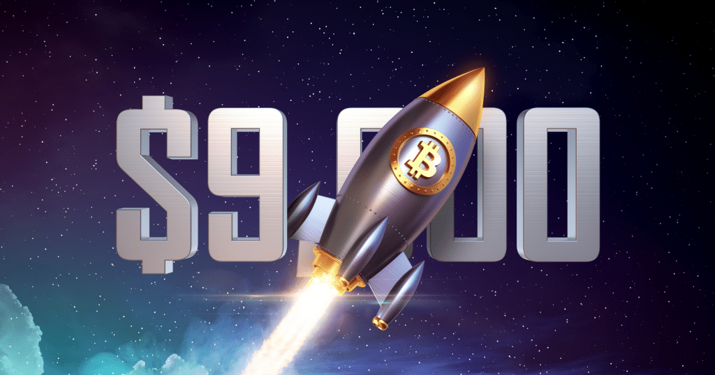 Bitcoin rallies past $9,000 – but is heavily volatile.