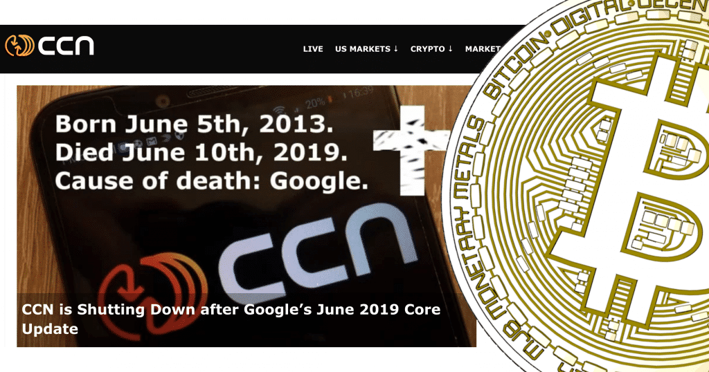 Crypto news site CCN shuts down – suffers huge traffic drop after Google update.