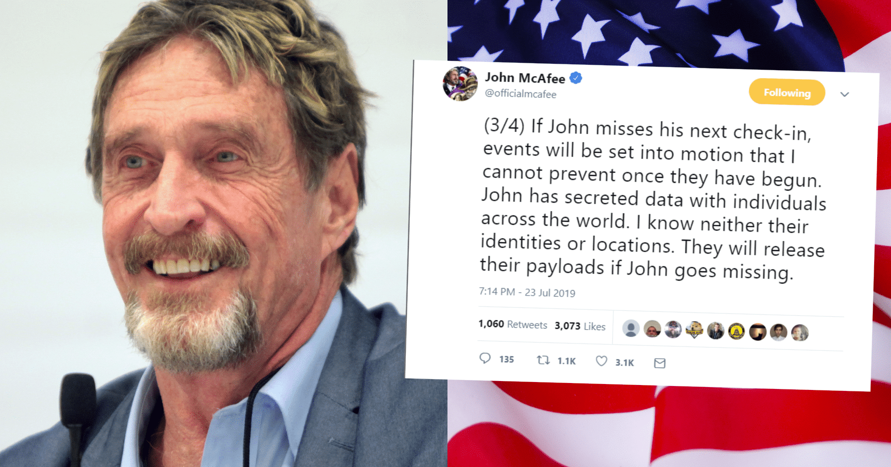 Antivirusprofilen John McAfee misstänks ha blivit gripen för mord av amerikanska CIA.