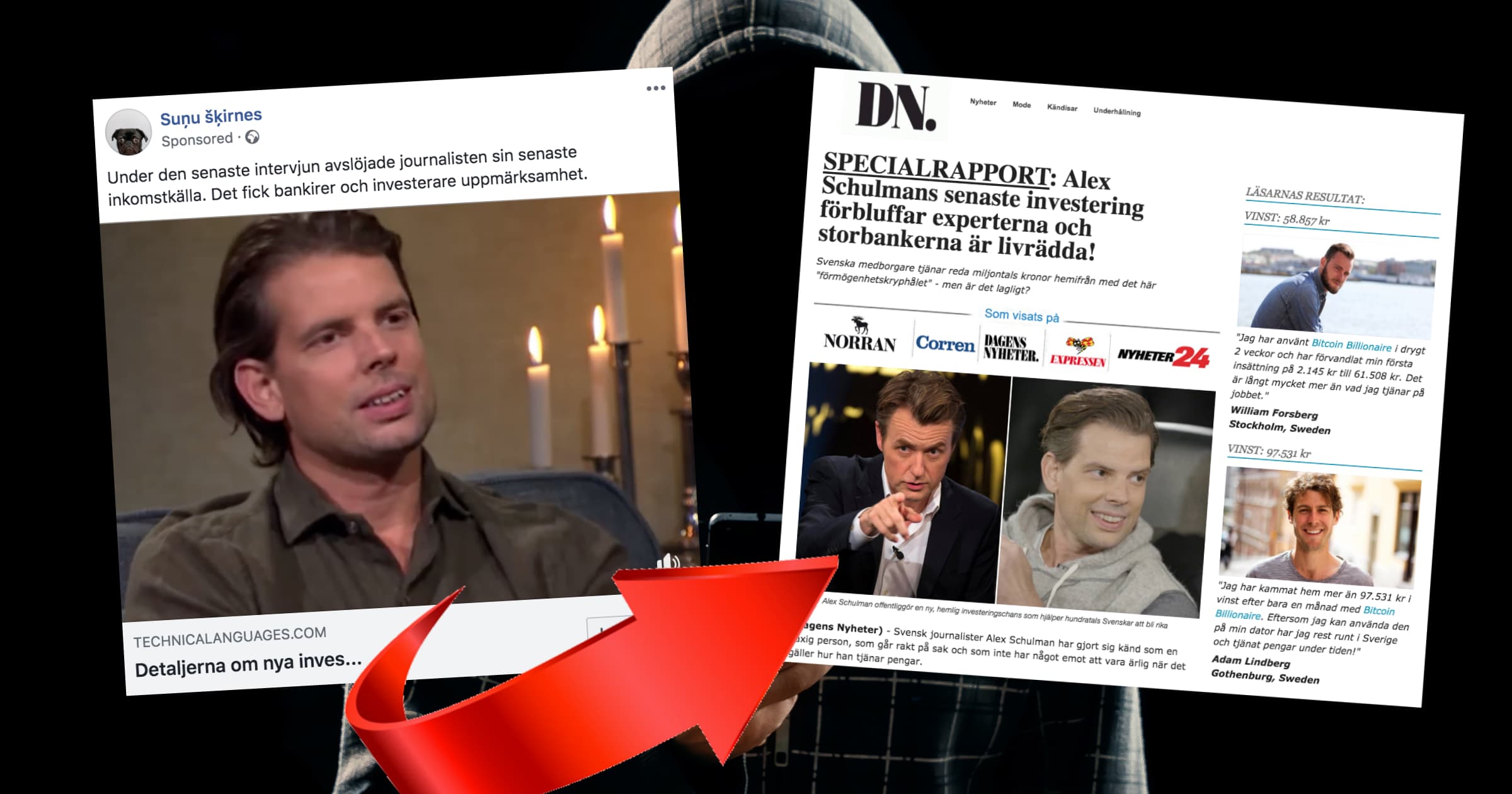 Alex Schulman utnyttjas i nytt Bitcoin Billionaire-bedrägeri.