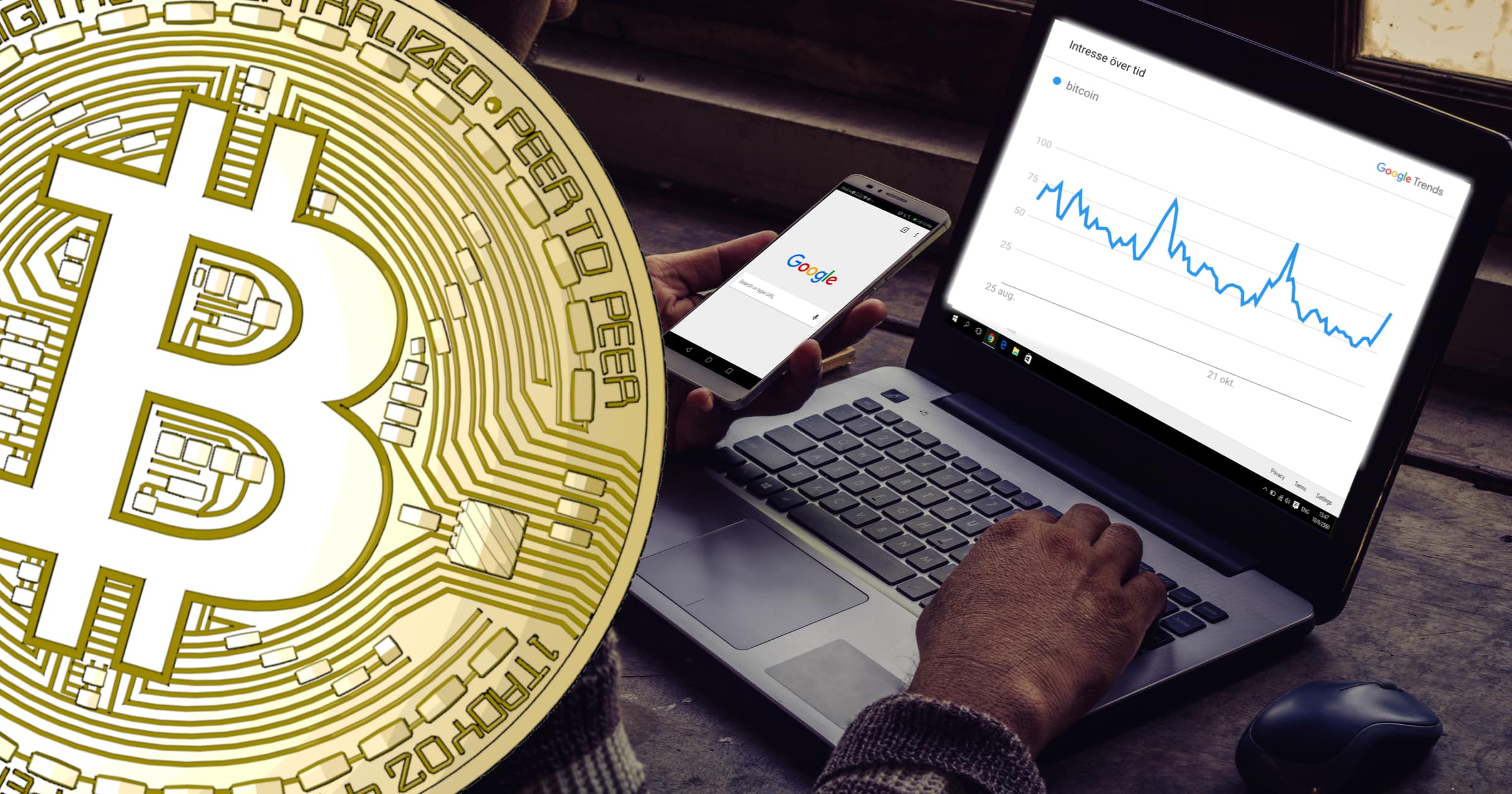 Bitcoinpriset når lägsta nivån på ett halvår – då rusar antalet googlesökningar.
