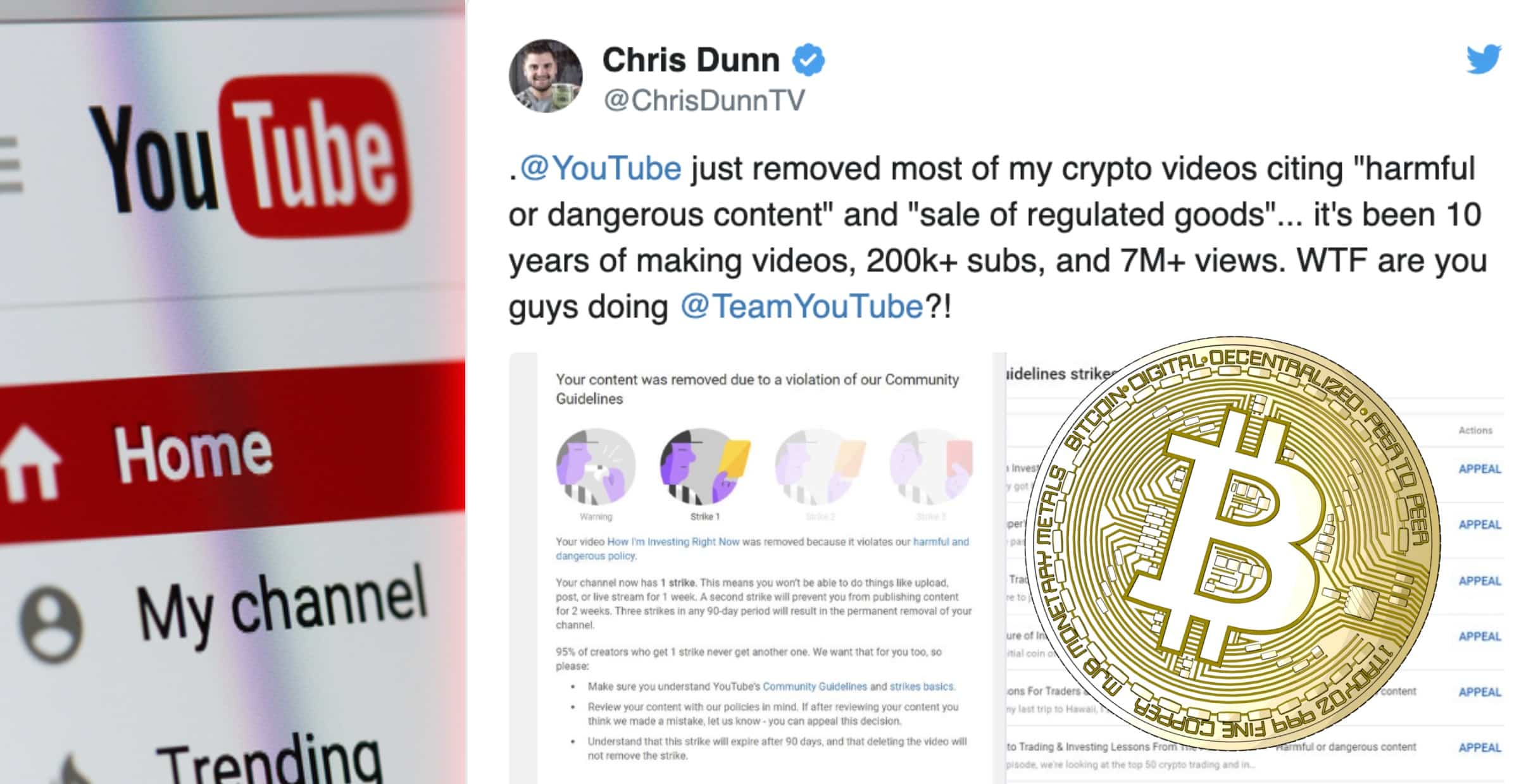 Youtube raderar innehåll från flera stora kryptokanaler