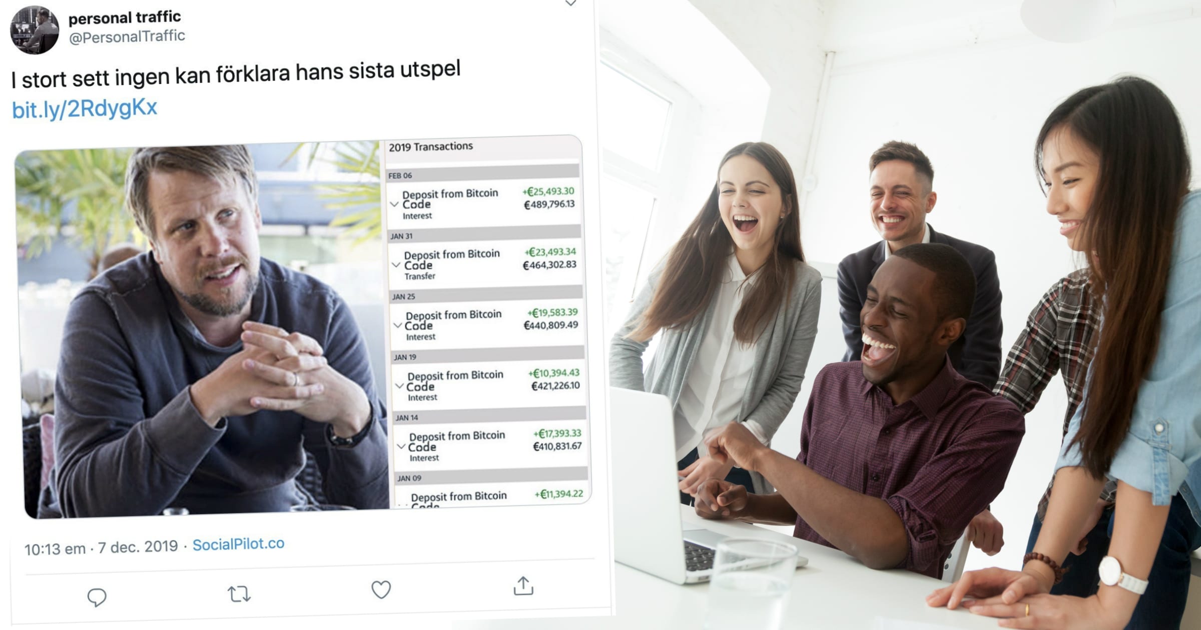 Bitcoin Code försökte sprida sitt bedrägeri på Twitter – blev ett skämt.