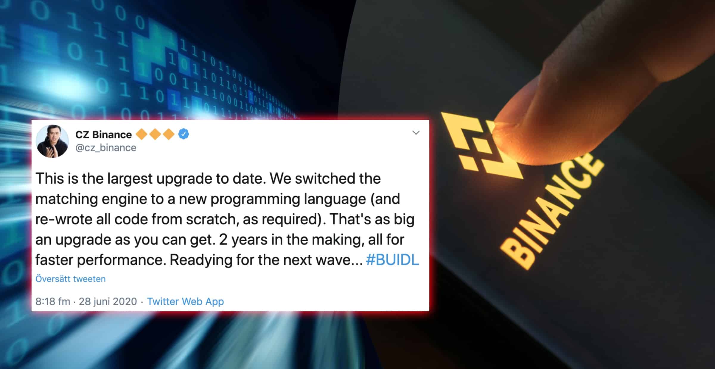 Kryptobörsen Binance gör sin största uppdatering hittills – blir upp till 10 gånger snabbare