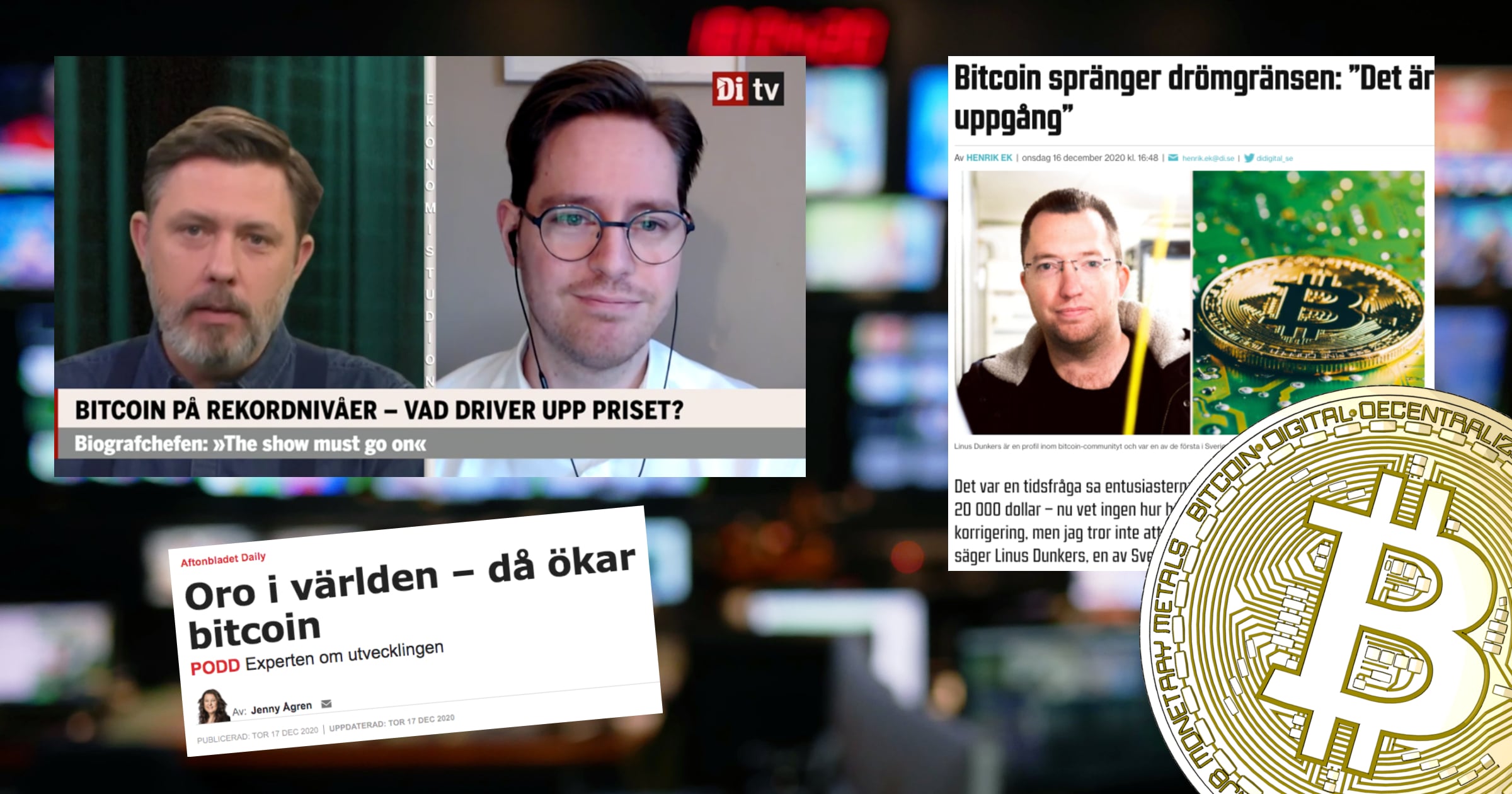 Bitcoinpriset rusar – då rapporterar svenska medier om kryptovalutans framfart.