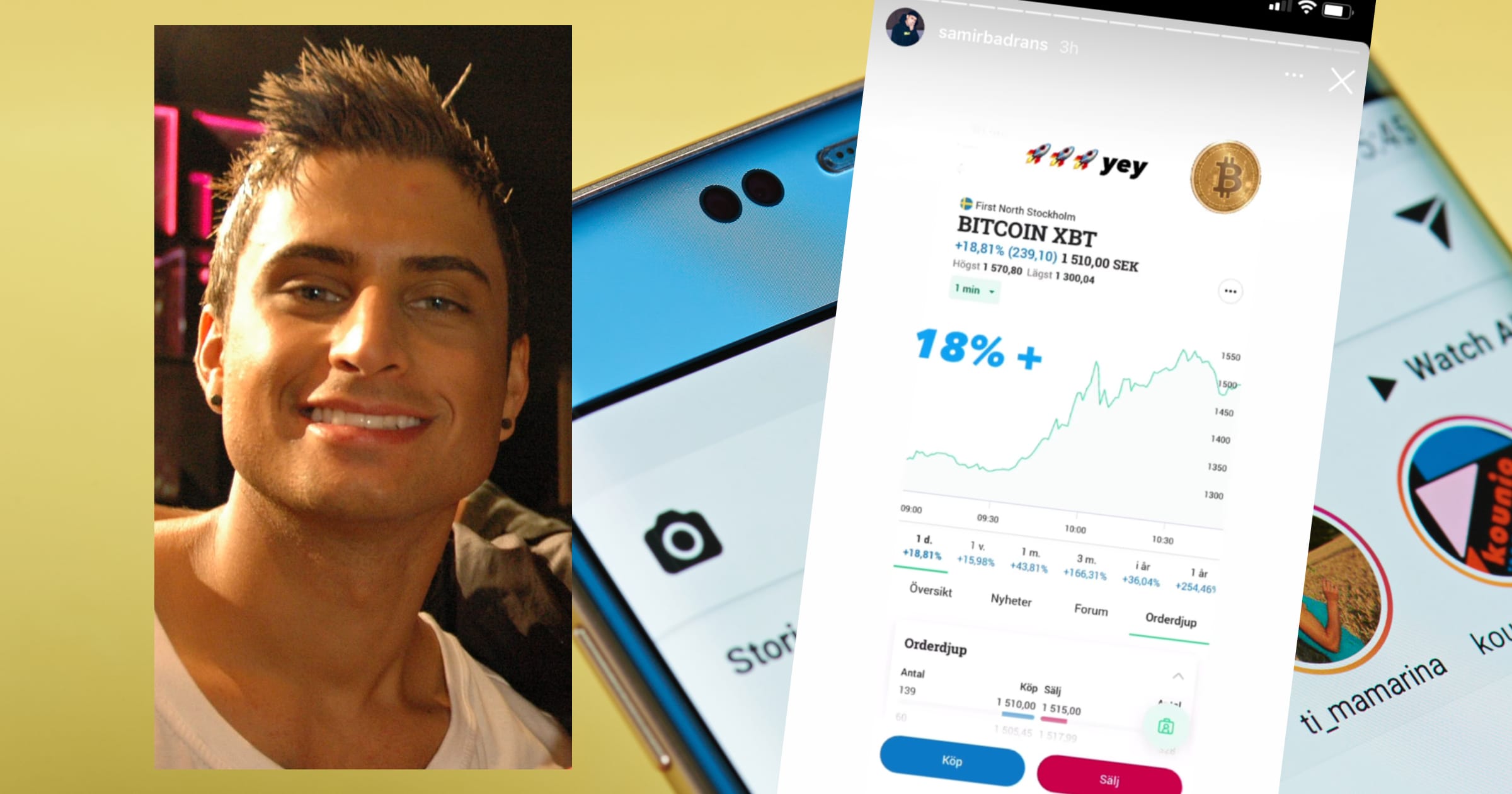 Samir Badran haussar kryptocertifikat på sitt Instagramkonto.
