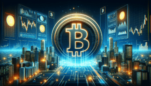 DALL·E 2023-11-24 15.40.19 - An image for a news article about Bitcoin and cryptocurrency market trends. The illustration should feature a modern digital landscape with