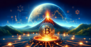 DALL·E 2023-12-12 08.11.53 - A conceptual illustration for a news article about El Salvador's Bitcoin Bonds, known as 'Volcano Bonds', set for launch in early 2024. The
