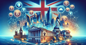 DALL·E 2023-12-21 10.11.00 - An image representing the UK's collaboration with the crypto industry on digital securities legislation. The picture should depict iconic Br