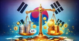 DALL-E-2024-01-18-15.18.26-An-image-representing-the-South-Korean-governments-decision-to-review-its-crypto-tax-law.-The-image-should-show-a-balance-scale-symbolizin-e1705587627853