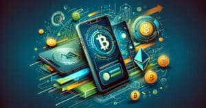 DALL-E-2024-01-22-14.53.19-An-abstract-illustration-representing-the-concept-of-cryptocurrency-and-mobile-payments.-The-image-should-feature-a-stylized-smartphone-disp-e1705931721597